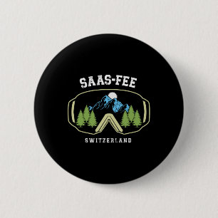 Saas-fee Ski Goggles Resort Swiss Alps Skiing Swit 6 Cm Round Badge