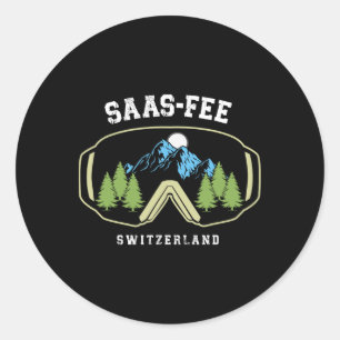 Saas-fee Ski Goggles Resort Swiss Alps Skiing Swit Classic Round Sticker