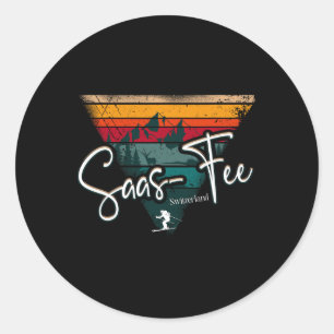 Saas-fee Ski Resort Swiss Alps Alpine Skiing Switz Classic Round Sticker
