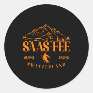 Saas-fee Ski Resort Swiss Alps Alpine Skiing Switz Classic Round Sticker