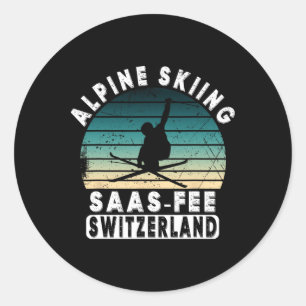 Saas-fee Ski Resort Swiss Alps Alpine Skiing Switz Classic Round Sticker