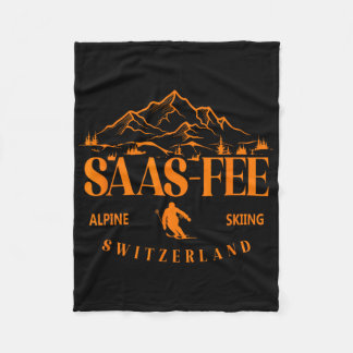 Saas-fee Ski Resort Swiss Alps Alpine Skiing Switz Fleece Blanket