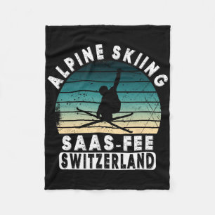 Saas-fee Ski Resort Swiss Alps Alpine Skiing Switz Fleece Blanket