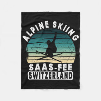 Saas-fee Ski Resort Swiss Alps Alpine Skiing Switz Fleece Blanket