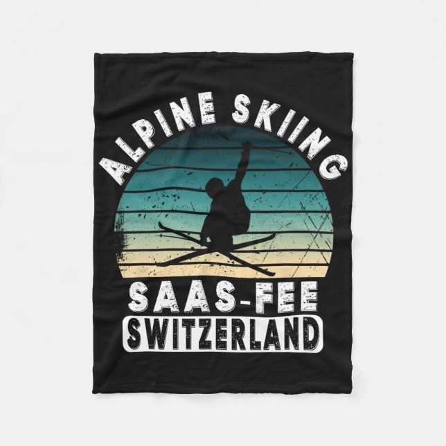 Saas-fee Ski Resort Swiss Alps Alpine Skiing Switz Fleece Blanket (Front)
