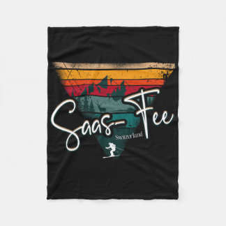 Saas-fee Ski Resort Swiss Alps Alpine Skiing Switz Fleece Blanket