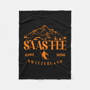 Saas-fee Ski Resort Swiss Alps Alpine Skiing Switz Fleece Blanket