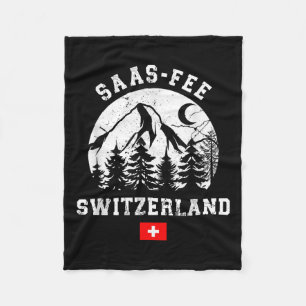 Saas-fee Switzerland Ski Resort Alps Alpine Skiing Fleece Blanket