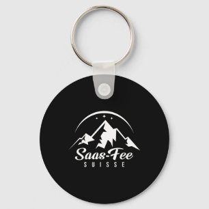 Saas-fee Switzerland Ski Resort Skiing Snowboardin Key Ring