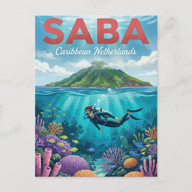 Saba Caribbean Netherlands Postcard (Front)