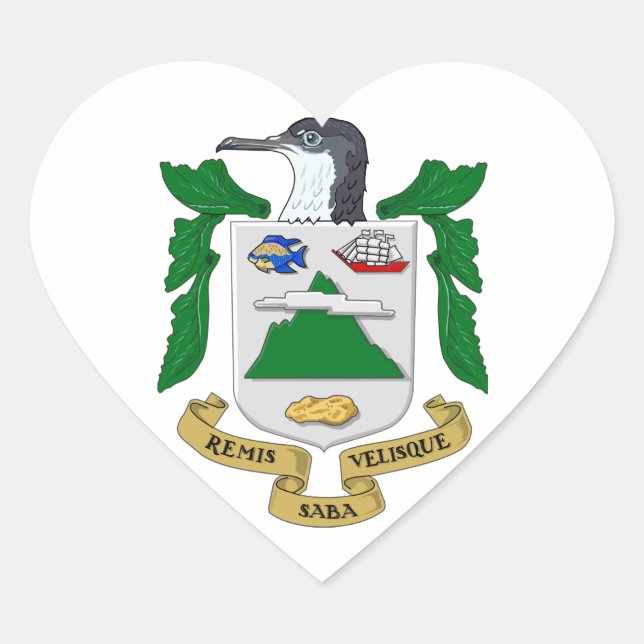 Saba Coat of Arms Heart Sticker (Front)