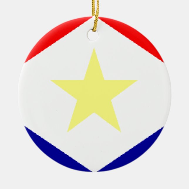 Saba Flag Ceramic Tree Decoration (Front)