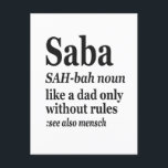 Saba Hebrew Grandpa Definition Jewish Hanukkah Gif Postcard<br><div class="desc">Saba Funny Hanukkah Deinition Shirt</div>