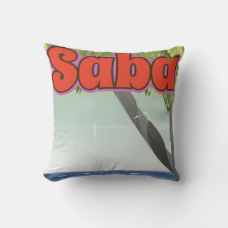 Saba vintage travel poster. cushion