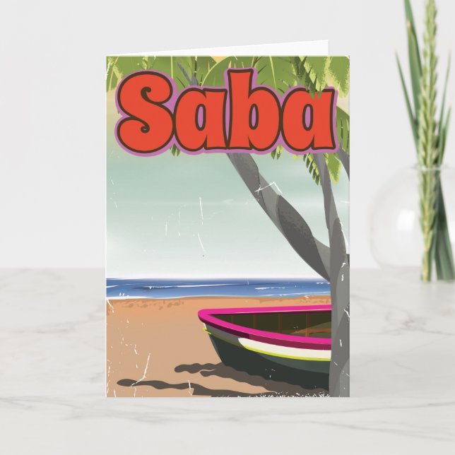 Saba vintage travel poster. holiday card (Front)