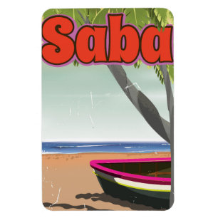 Saba vintage travel poster. magnet