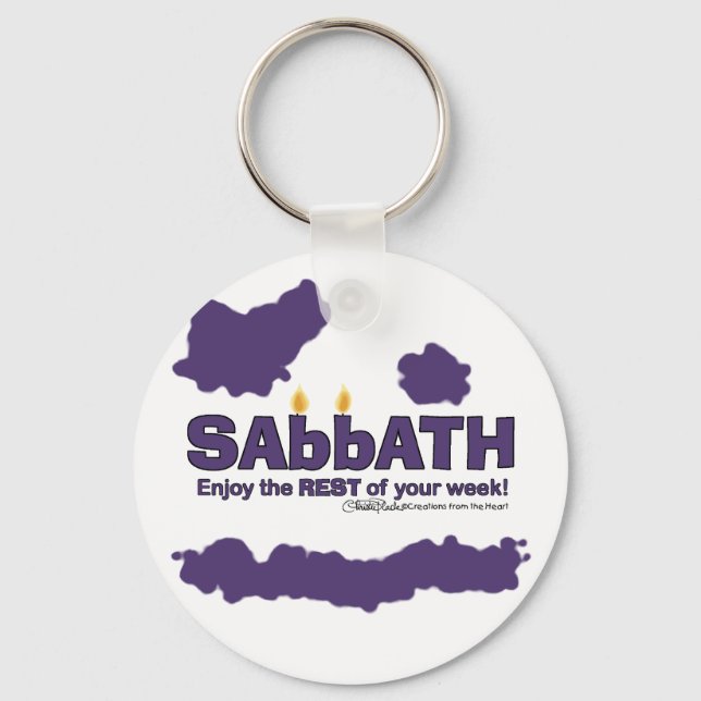 Sabbath with Candles- Enjoy the REST of Your Week Key Ring (Front)