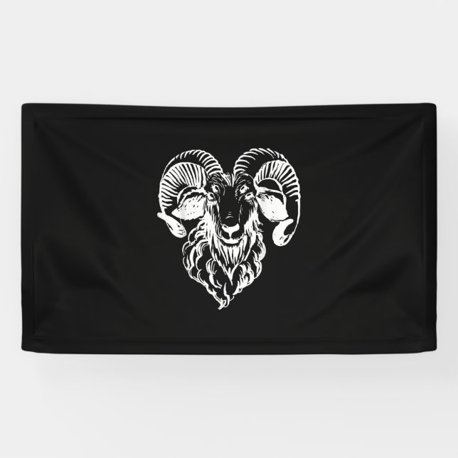 Sabbatic Baphomet Goat Evil Satanic Banner (Horizontal)