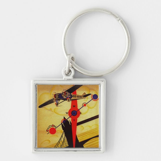 Sabena Art Deco Compass Key Ring (Front)