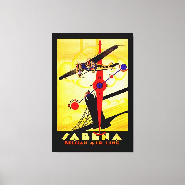 Sabena Art Deco Compass - L Canvas Print (Front)
