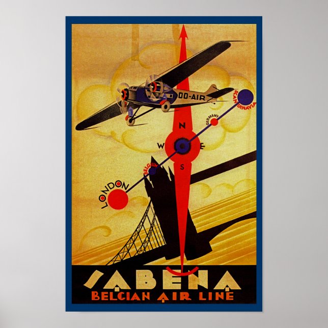 Sabena Art Deco Compass Poster (Front)