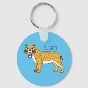 Saber-toothed tiger illustration key ring