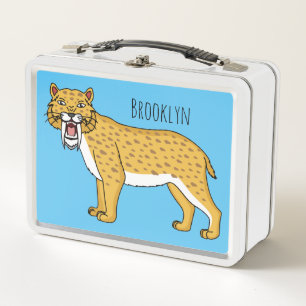 Saber-toothed tiger illustration metal lunch box