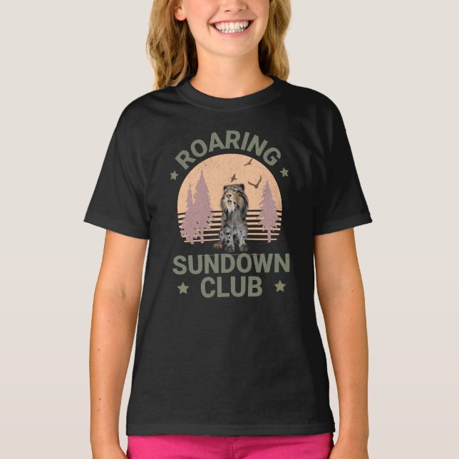Sabertooth Tiger Retro Forest Sunset Club T-Shirt (Front)