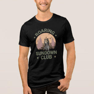 Sabertooth Tiger Retro Forest Sunset Club Tri-Blend Shirt