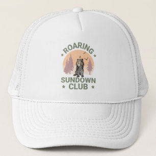Sabertooth Tiger Retro Forest Sunset Club Trucker Hat