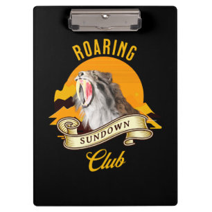 Sabertooth Tiger Retro Sunset Adventure Club Clipboard
