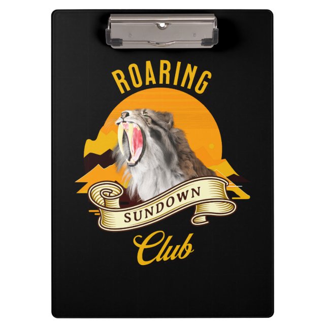 Sabertooth Tiger Retro Sunset Adventure Club Clipboard (Front)