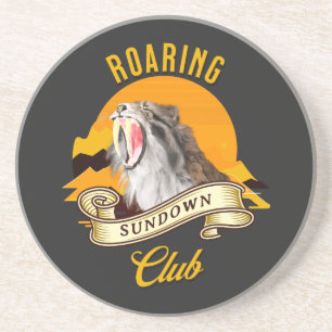 Sabertooth Tiger Retro Sunset Adventure Club Coaster