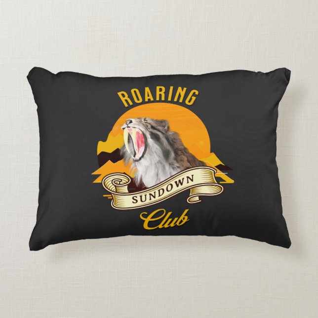 Sabertooth Tiger Retro Sunset Adventure Club Decorative Cushion (Front)