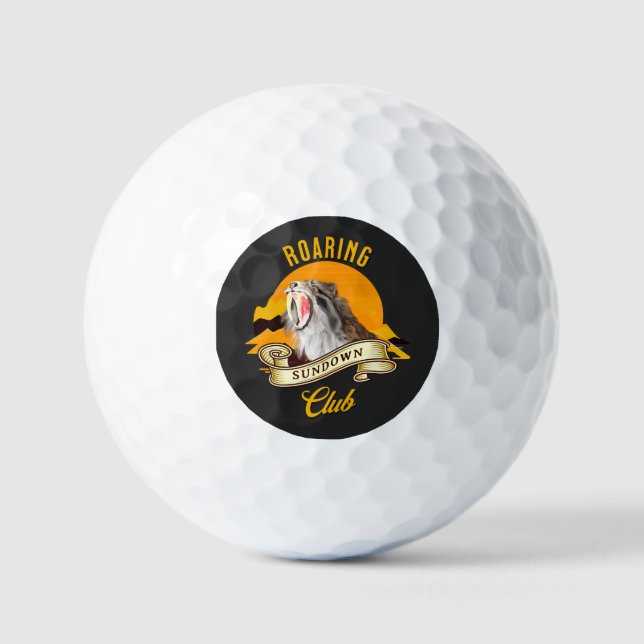 Sabertooth Tiger Retro Sunset Adventure Club Golf Balls (Front)