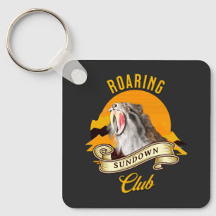 Sabertooth Tiger Retro Sunset Adventure Club Key Ring