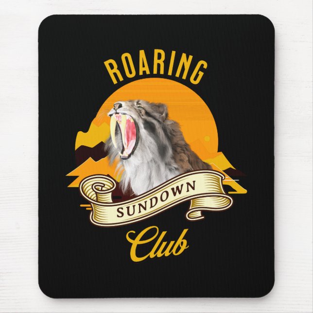 Sabertooth Tiger Retro Sunset Adventure Club Mouse Mat (Front)