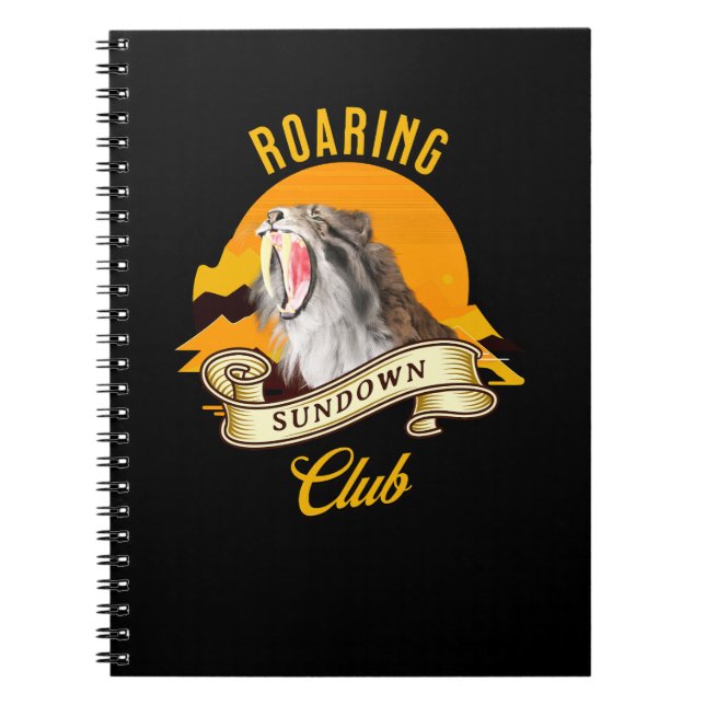 Sabertooth Tiger Retro Sunset Adventure Club Notebook (Front)