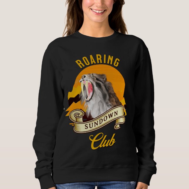 Sabertooth Tiger Retro Sunset Adventure Club Sweatshirt (Front)