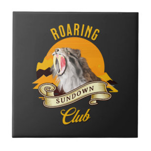 Sabertooth Tiger Retro Sunset Adventure Club Tile