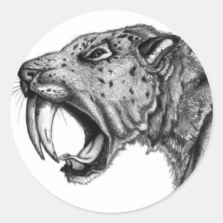 sabertoothPENCIL Classic Round Sticker
