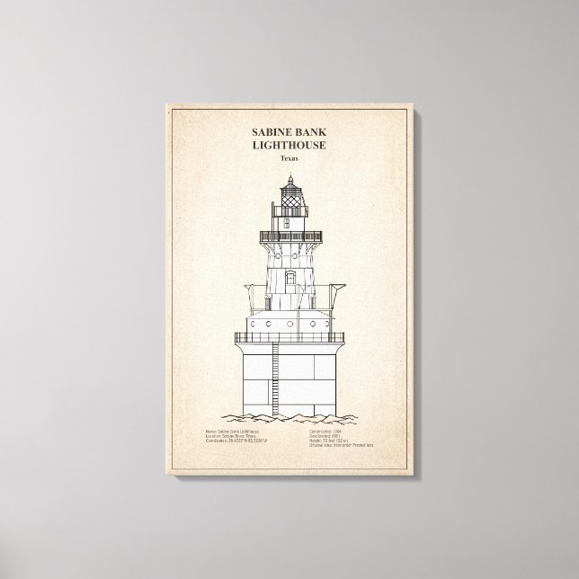 Sabine Bank Lighthouse - Texas - SBD Canvas Print (Front)