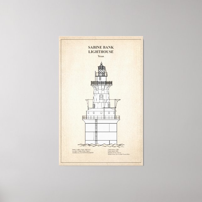 Sabine Bank Lighthouse - Texas - SBD Canvas Print (Front)