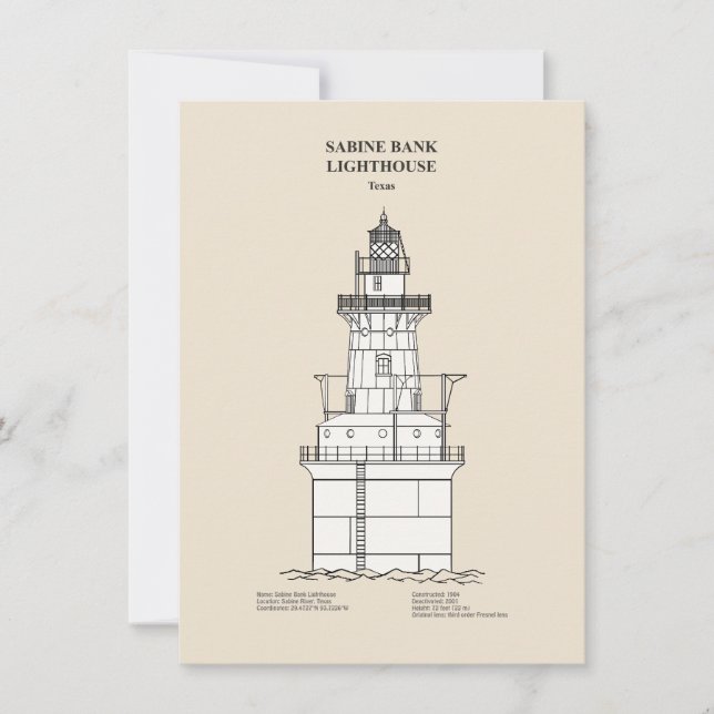 Sabine Bank Lighthouse - Texas - SBD Card (Front)