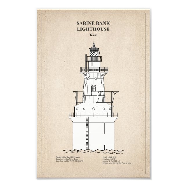Sabine Bank Lighthouse - Texas - SBD Photo Print (Front)
