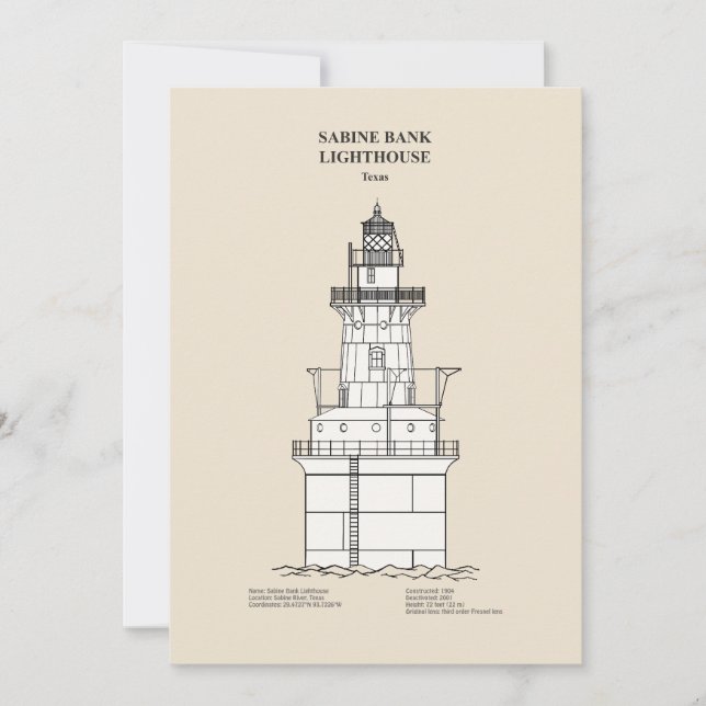 Sabine Bank Lighthouse - Texas - SBD Thank You Card (Front)