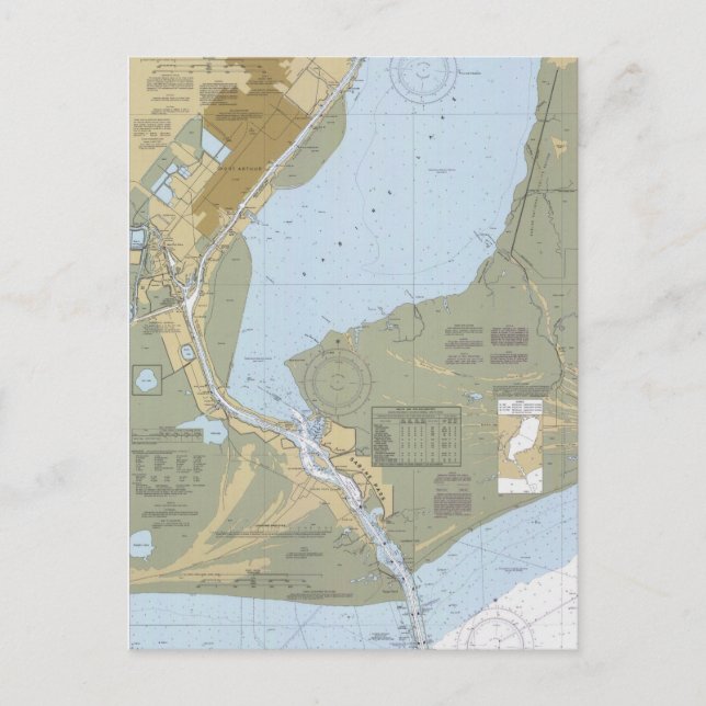 Sabine Pass Port Arthur Nautical Chart Postcard (Front)