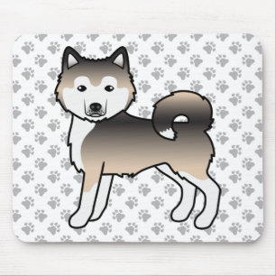 Sable Alaskan Malamute Cute Cartoon Dog Mouse Mat