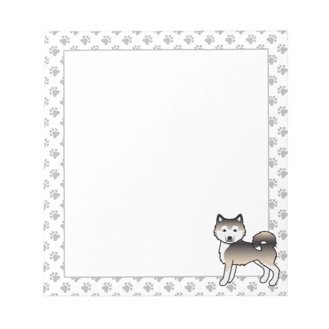Sable Alaskan Malamute Cute Cartoon Dog Notepad (Front)