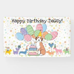 Sable Aussiedoodle Dog Birthday Party Banner